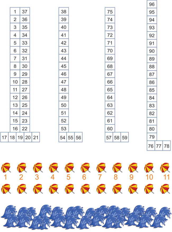 Croquis de las carpas y sombrillas de nuestro balneario